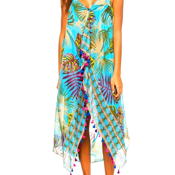 Embroidered Jungle Halter Midi-Dress - Picture 1 of 2